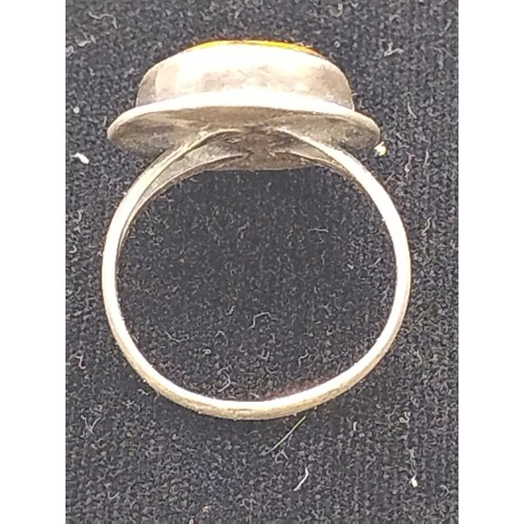 Men's Size 7 Silvertone Ring Retro Stone Looks Like Tiger Eye Stone - Picture 6 of 9
